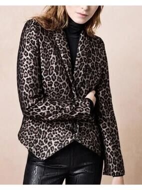SMYTHE Anytime Leopard Jacquard Blazer Size 2 Animal Print